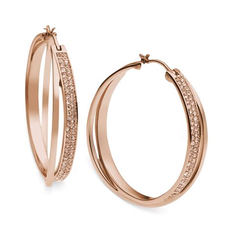 michael kors heart earrings rose gold|michael kors hoop earrings sale.